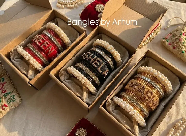 Customized name bangles.