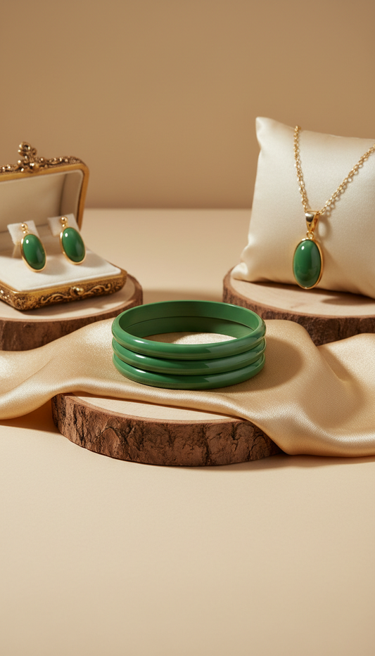Moss Green Enamel Bangle Set
