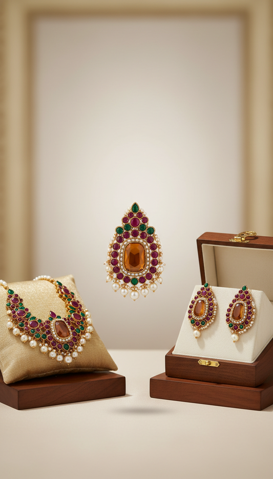 Amber Spice Kundan Pendant