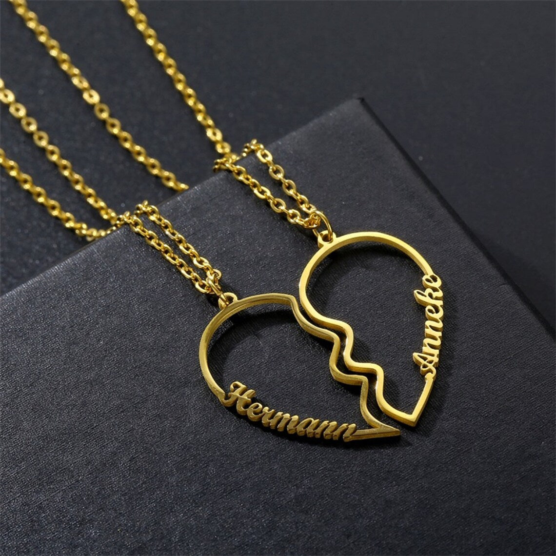 Two pc Heart  name necklace