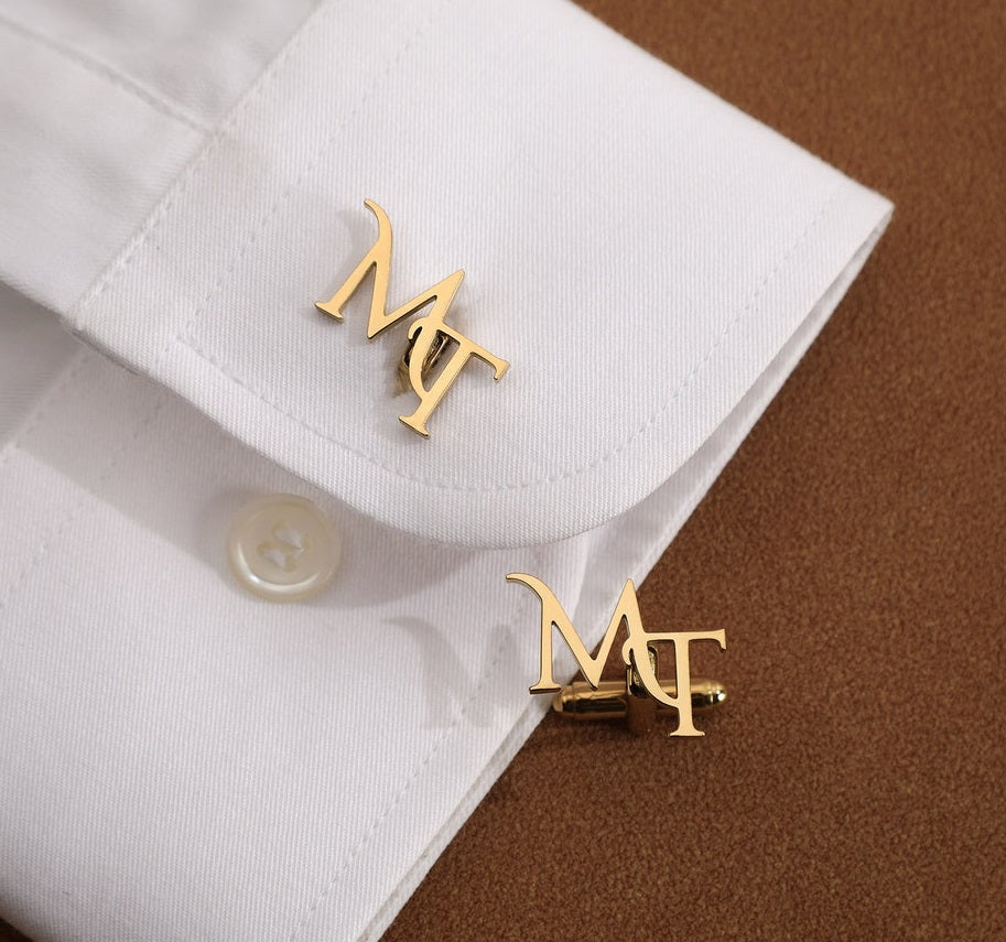 Initial Name Cufflinks Pair For Men (Select font)